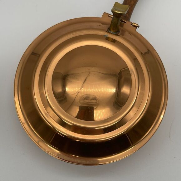 TELEFLORA Silent Butler Copper Les Bonbons Wood Handle Hinged Lid Crumb Catcher - Picture 3 of 14